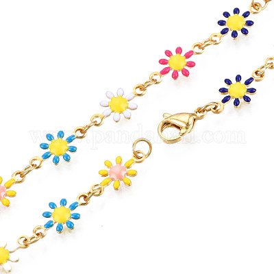 Колье с эмалевыми звеньями NJEW-N049-01-1