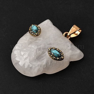 Подвески из натурального кварцевого кристалла и синтетической бирюзы G-Z090-02G-01-1