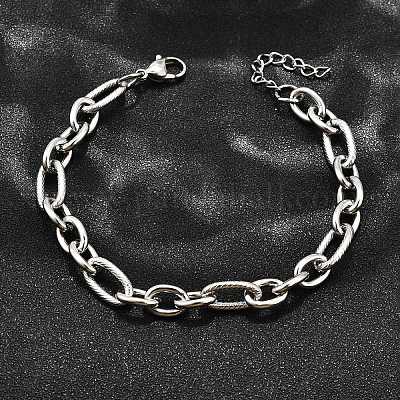 Браслеты из нержавеющей стали 304 figaro chains для мужчин и женщин BJEW-R021-07P-1