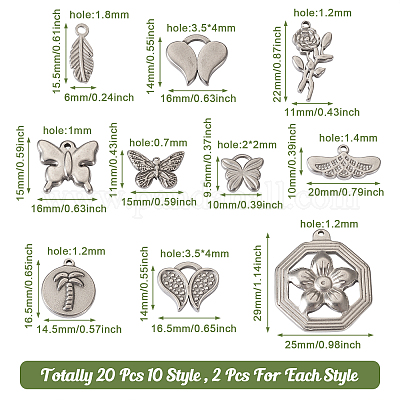 20 шт. 10 подвески из нержавеющей стали 304 STAS-FW0001-28-1