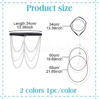 2 шт. 2 стиля железная цепочка на бедро с искусственным жемчугом из АБС-пластика и полиэстером&nbsp;AJEW-HY0002-14-1
