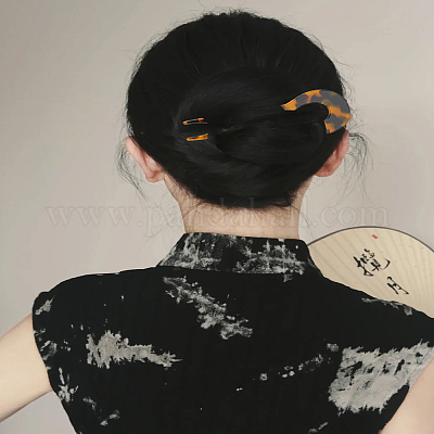 2 шт. 2 цвета U-образные заколки для волос из ацетата целлюлозы (смолы)&nbsp;OHAR-LP0004-05A-1