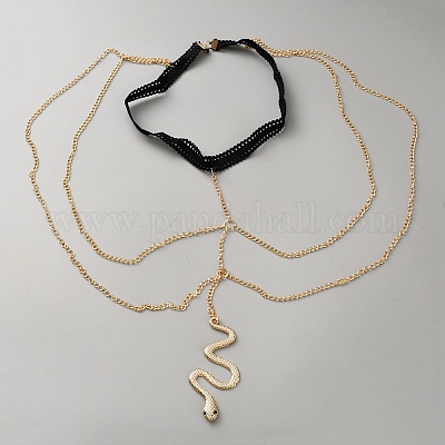 Цепочки для ног с кисточками в виде змеи из сплава&nbsp;AJEW-D305-001G-1