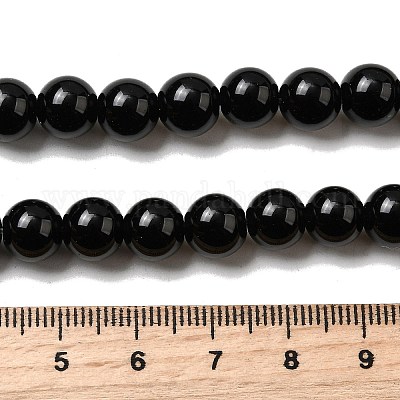 Натуральный черный обсидиан бисер пряди&nbsp;LS-G-L632-A01-8mm-1