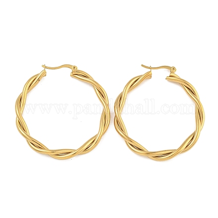 Серьги-кольца из нержавеющей стали 304 с закрученными кольцами для женщин EJEW-U022-14G-1