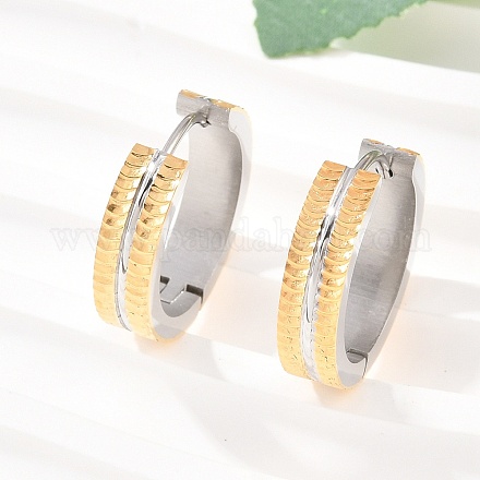 Двухцветные серьги-кольца из нержавеющей стали 304 EJEW-L307-02GP-1