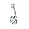 Piercing Jewelry, Brass Cubic Zirconia Navel Ring, Belly Rings, with 304 Stainless Steel Bar, Lead Free & Cadmium Free, Flat Round, Platinum, Clear, 21x8mm, Bar: 15 Gauge(1.5mm), Bar Length: 3/8