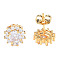 Cubic Zirconia Flower Stud Earrings, Golden Brass Jewelry for Women, Nickel Free, Clear, 11x11mm, Pin: 0.7mm