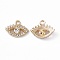 Alloy Rhinestone Pendants, Eye Charm, Golden, Crystal, 13.5x17.5x3.5mm, Hole: 1.8mm