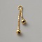Brass Pendants, Tassel Charms, Real 14K Gold Plated, 29x4mm, Hole: 2.5mm