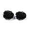 Synthetic Coral Carved Beads, Dyed, Flower, Black, 25x14mm, Hole: 1.3mm