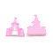Cartoon Resin Cabochons, DIY Hair Accessories, Castle, Pink, 36x33.5x13.5mm
