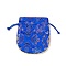 Silk Packing Pouches, Drawstring Bags, Blue, 13~13.5x11.4~12cm