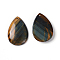 Natural Tiger Eye Pendants, Teardrop, 50x35x7~8.5mm, Hole: 1.6~1.7mm