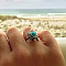 Retro Alloy and Synthetic Turquoise Finger Rings, Tortoise, Antique Silver, US Size 7(17.3mm)