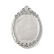 Brass Brass Pendant Cabochon Settings, Platinum, Oval, Tray: 25.5x19mm, 36.5x25x3mm, Hole: 1.6mm