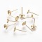 304 Stainless Steel Stud Earring Settings, Real 18k Gold Plated, Tray: 5mm, 12.5x6mm, Pin: 0.8mm
