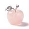 Natural Rose Quartz  Home Display Decorations, with Rhinestone, Apple, 35x33x30mm