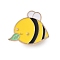 Bees with Leaf Enamel Pins, Alloy Lapel Pins for Backpack Clothes, Yellow, 21x24mm