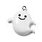 Halloween Opaque Resin Pendants, with Platinum Tone Iron Loops, Ghost, White, 26x24x5.5mm, Hole: 2mm