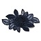Lace Polyester Embroidery Organza Ornament Accessories, Sewing Craft Decoration, Flower, Midnight Blue, 118x75x2mm