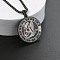 201 Stainless Steel Pendant Necklaces with Alloy Box Chain, Black, Flat Round Constellation Pattern, Virgo, 23.62 inch(60cm)