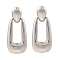 Non-Tarnish 304 Stainless Steel Stud Earrings for Women, Oval, Stainless Steel Color, 59x23mm