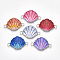 Printed Alloy Links connectors, with Enamel, Shell, Platinum, Mixed Color, 15.5x24x2.5mm, Hole: 1.8mm
