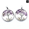 Natural Amethyst Pendants, Flat Round, 33mm
