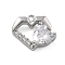 Brass Micro Pave Cubic Zirconia Pendants, Cadmium Free & Nickel Free & Lead Free, Heart Charms, Platinum, 12.5x14.5x5mm, Hole: 1.2mm