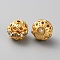 Alloy Rhinestone Beads, Round, Golden, 10x9.5mm, Hole: 1.4mm