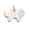 Brass Charms, Long-Lasting Plated, Rack Plating, Lead Free & Cadmium Free, with Jump Ring, Platinum, Cat Shape, 11.5x15x1.5mm