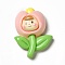 Cartoon Opaque Resin Cabochons, for Jewelry Making, Pink, Flower Pattern, 27.5x20x9mm
