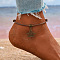 Adjustable Polyester Cord Anklets, with Alloy Pendants, Antique Bronze, Coconut Brown, Crown, Inner Diameter: 4 inch(10cmm)