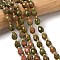 Natural Unakite Beads Strands, Faceted, Rice, with Seed Beads, 8x7mm, Hole: 0.8mm, about 37pcs/strand, 15.75''(40cm)