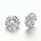 Eco-Friendly Rack Plating Brass Cubic Zirconia European Beads, Large Hole Flower Beads, Lead Free & Cadmium Free & Nickel Free, Platinum, 11.5x6mm, Hole: 5mm