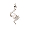 Brass Micro Pave Cubic Zirconia Pendants, Cadmium Free & Nickel Free & Lead Free, with ABS Plastic Imitation Pearl, Snake Charms, Platinum, 28x12x7.5mm, Hole: 1.2mm