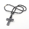 Mens Saint Ankh Cross Hematite Pendant Necklaces, Easter Mass Pray Jewelry, with Brass Magnetic Clasps, Black, 18 inch