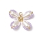 Two Tone Glass Seed Beaded Butterfly Pendants, with 304 Stainless Steel Open Jump Rings and Acrylic Imitation Pearl Beads, Lilac, 31.5x36x8mm, Hole: 4.5mm