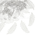 50 шт. филигранные подвески из нержавеющей стали 201, травленые металлические украшения, очарование перьев, цвет нержавеющей стали, 47x18.5x0.2 мм, отверстие : 1.2 мм