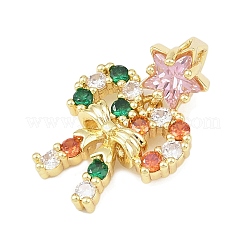 Рождественские латунные подвески с микропаве из фианита&nbsp;LS-KK-H518-03B-G