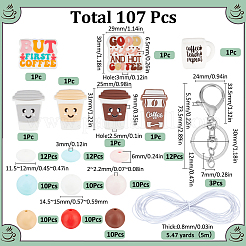 Наборы для самостоятельного изготовления брелоков из силикона и железа на кофейную тематику&nbsp;DIY-SC0027-94