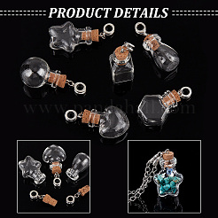 18 шт. 6 стиля стеклянная бутылка желаний европейские подвески-шармы&nbsp;PALLOY-GA0001-12