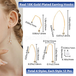 48 шт. 4 латунных крючка для сережек&nbsp;KK-BBC0012-34