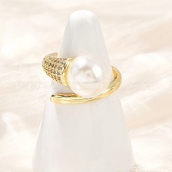 Манжеты из латуни с микро паве кубический цирконий для женщин&nbsp;RJEW-F186-01G