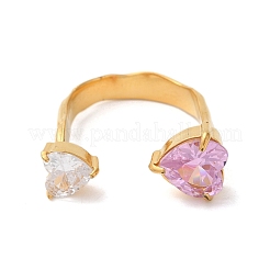 Открытые манжетные кольца из нержавеющей стали 304 с микропаве из кубического циркония&nbsp;RJEW-S415-01G-02