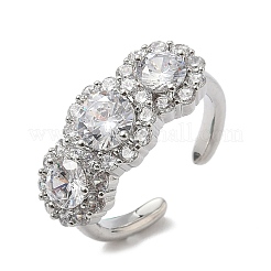 Латунные микро проложить манжеты кольца кубического циркония&nbsp;RJEW-H256-02P-02