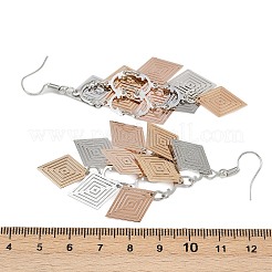 Серьги-подвески в форме ромба из нержавеющей стали 430&nbsp;EJEW-A137-01P-02