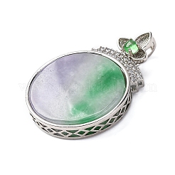 Окрашенный натуральный бирманский нефрит цветы плоские круглые подвески&nbsp;KK-Q050-03A