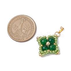 Подвески из окрашенного натурального малайзийского нефрита и стеклянных бусин&nbsp;PALLOY-MZ00365-01